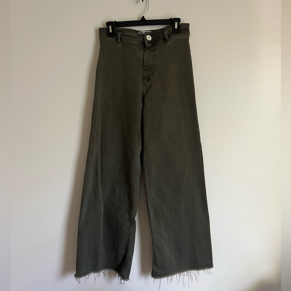 Zara Olive Marine Straight Trousers